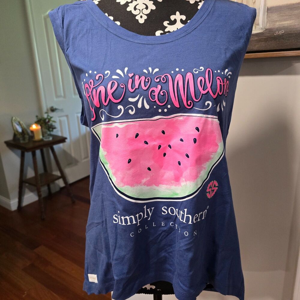 Simply Southern sleeveless T cute as a melon Medium 0645